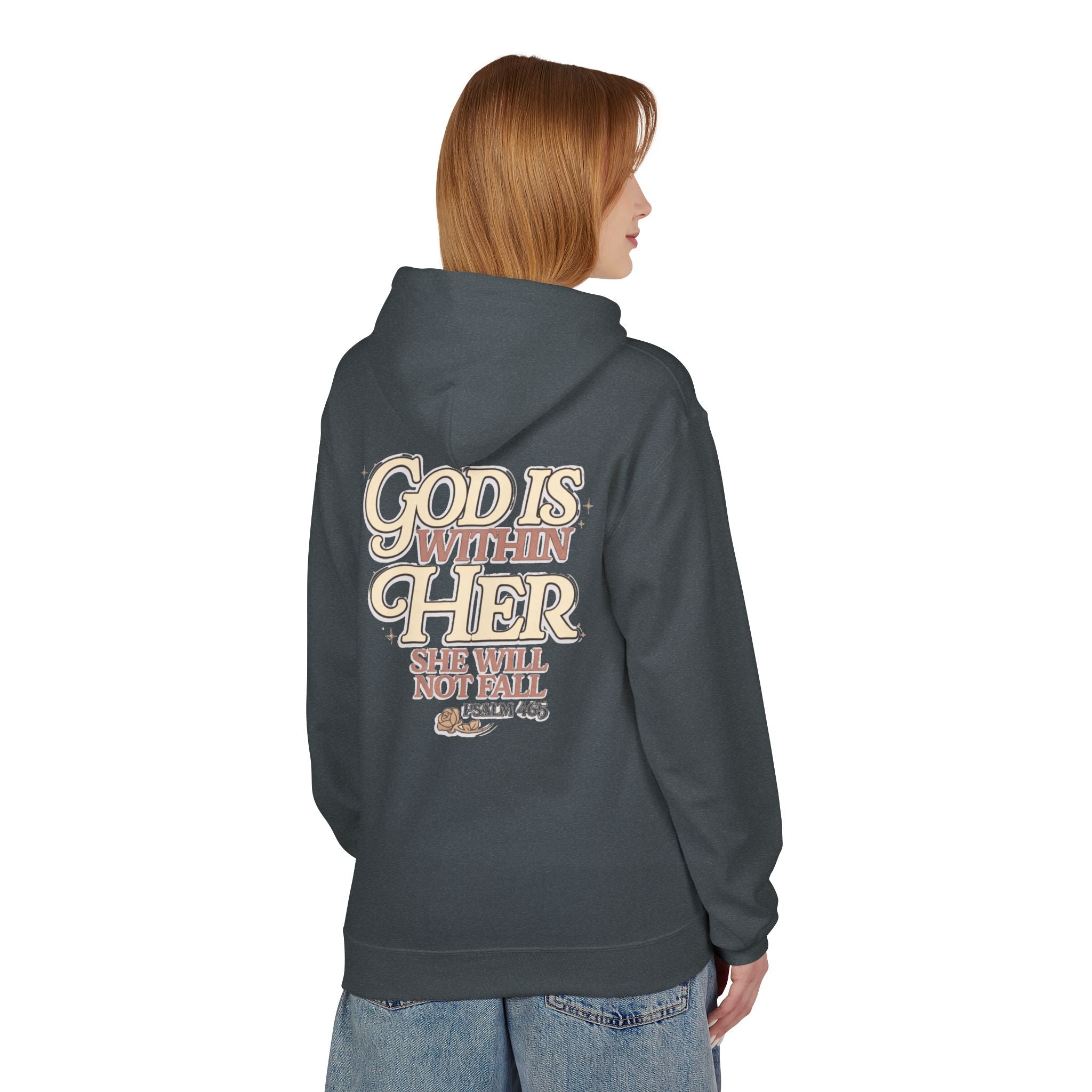 God Is Within Her Hoodie  Inspirational Psalm 46:5 Women's Faith Pullover