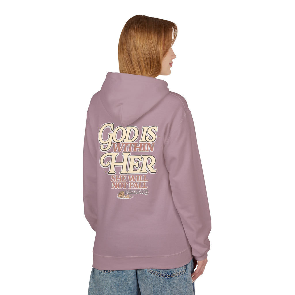 God Is Within Her Hoodie  Inspirational Psalm 46:5 Women's Faith Pullover