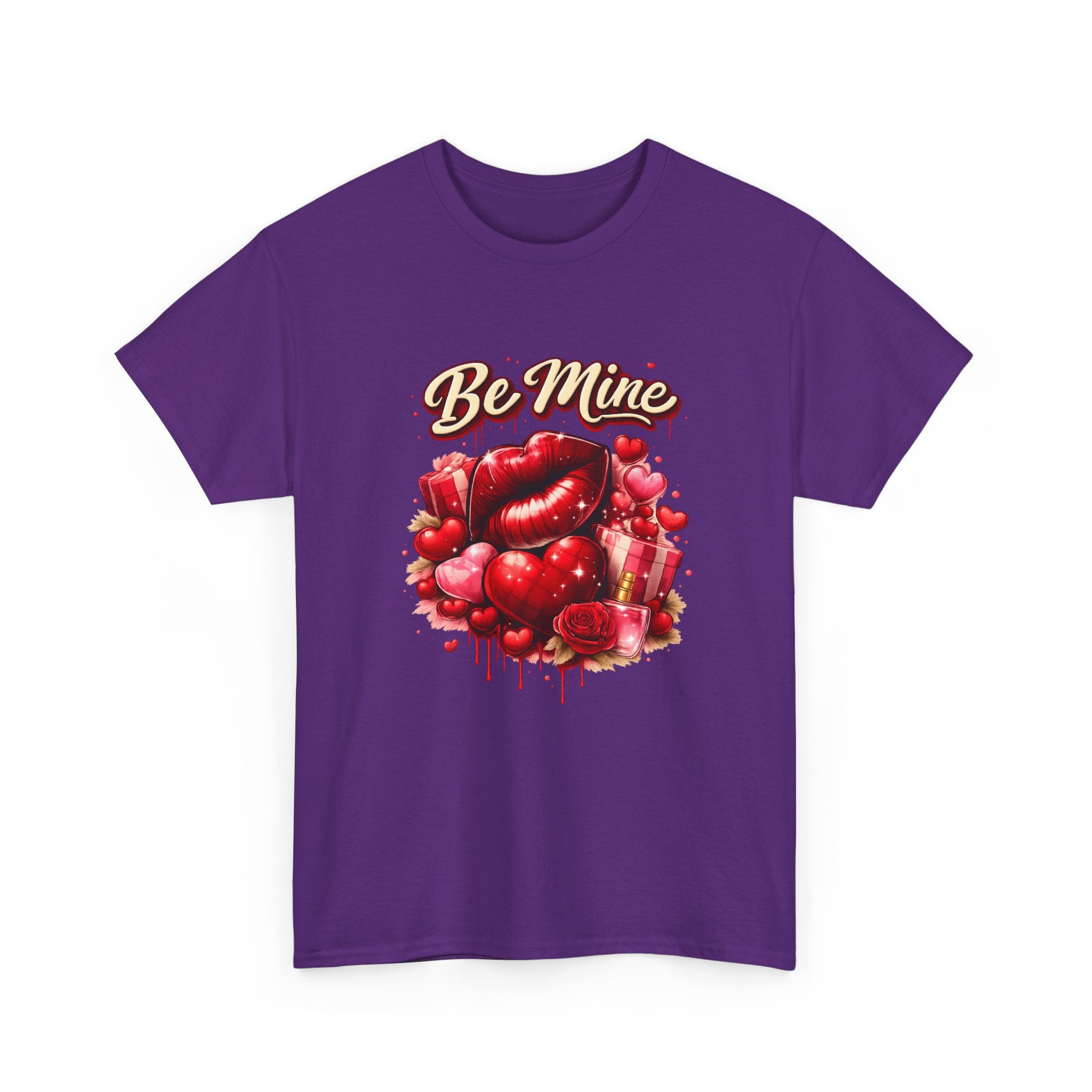 Be Mine Valentine T‑Shirt — Romantic Heart & Rose Graphic Tee
