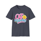 Cat Mama T-Shirt — Cute Pink & Blue Cat Mom Tee with Paw Flower