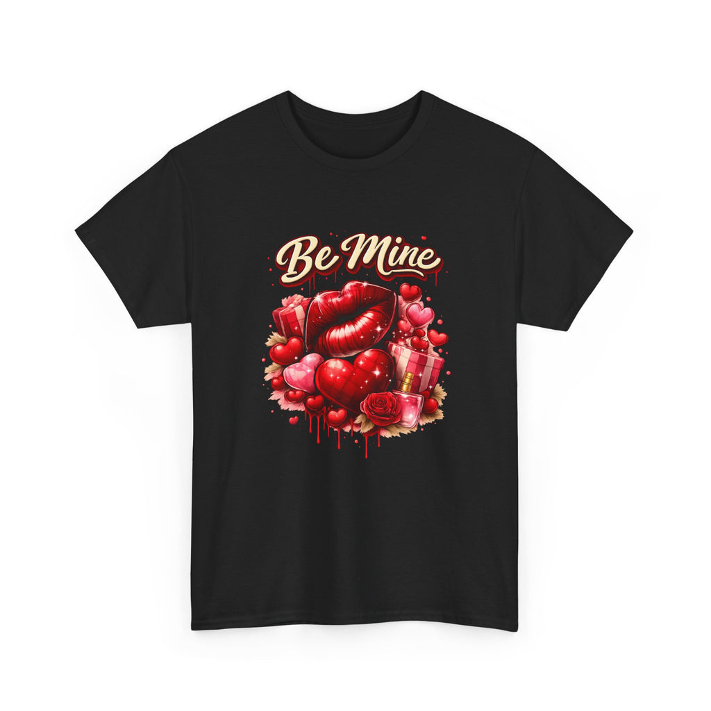 Be Mine Valentine T‑Shirt — Romantic Heart & Rose Graphic Tee