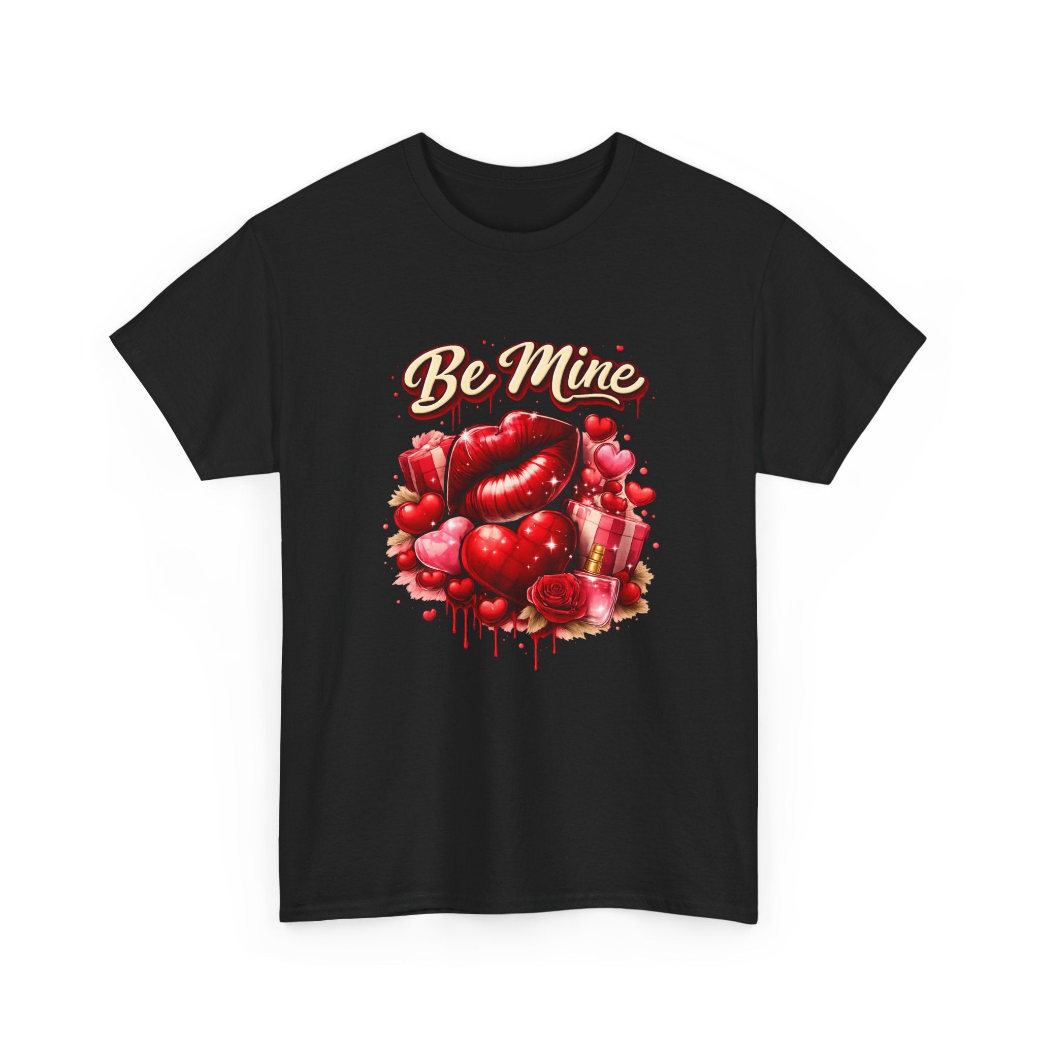 Be Mine Valentine T‑Shirt — Romantic Heart & Rose Graphic Tee