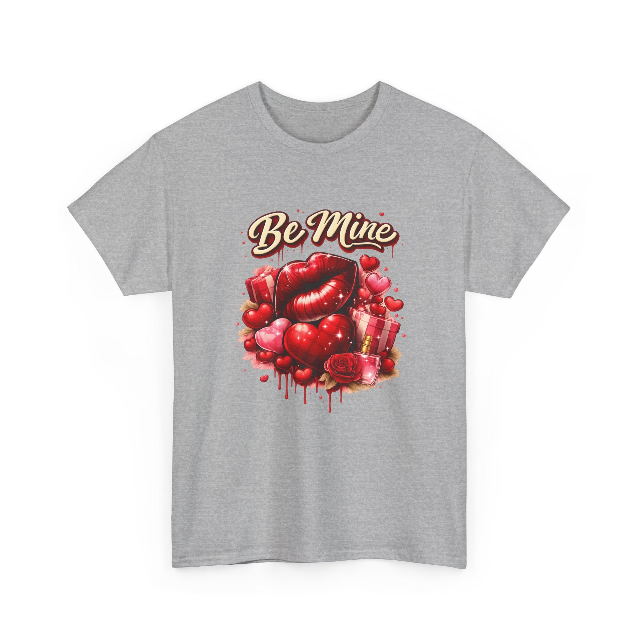 Be Mine Valentine T‑Shirt — Romantic Heart & Rose Graphic Tee