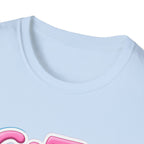 Cat Mama T-Shirt — Cute Pink & Blue Cat Mom Tee with Paw Flower