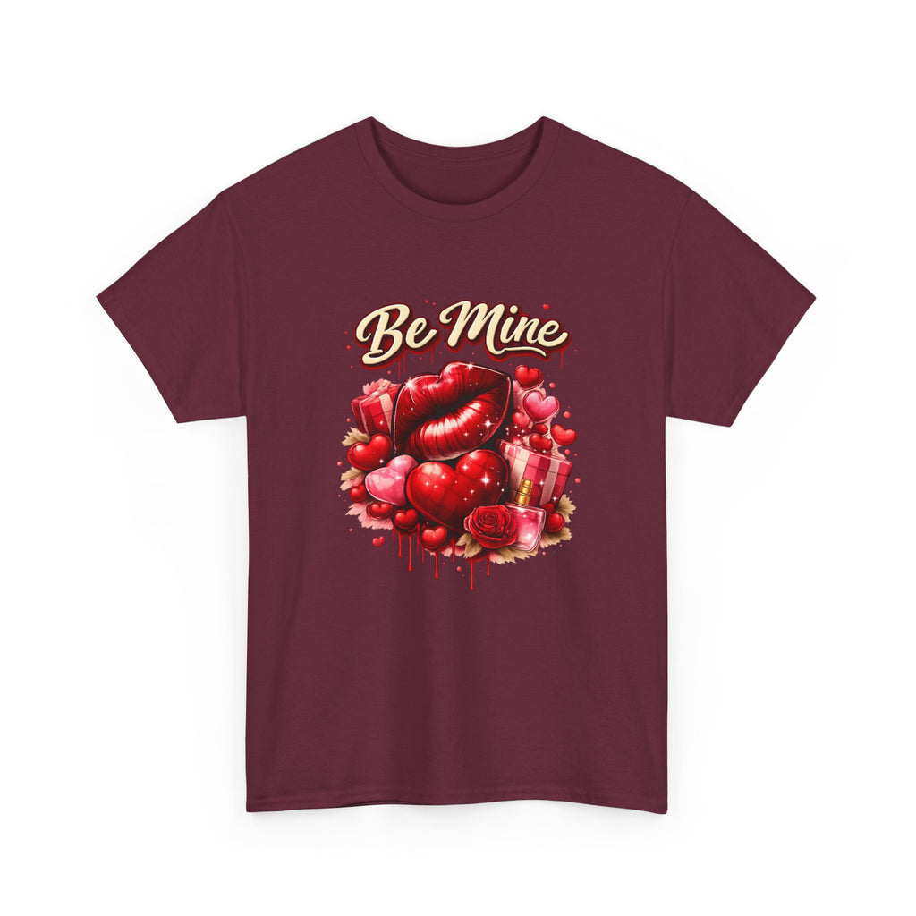 Be Mine Valentine T‑Shirt — Romantic Heart & Rose Graphic Tee