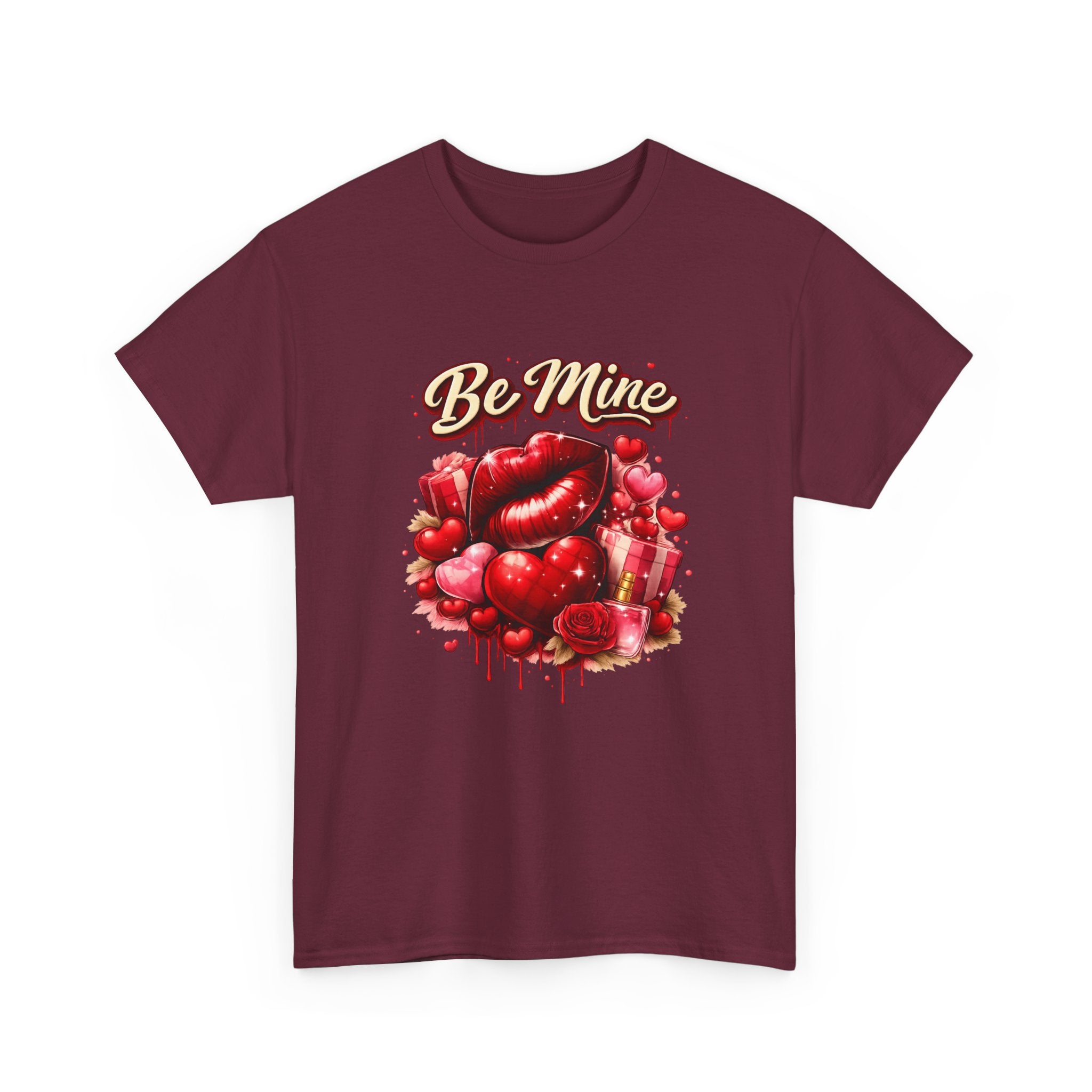 Be Mine Valentine T‑Shirt — Romantic Heart & Rose Graphic Tee