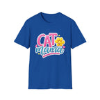 Cat Mama T-Shirt — Cute Pink & Blue Cat Mom Tee with Paw Flower