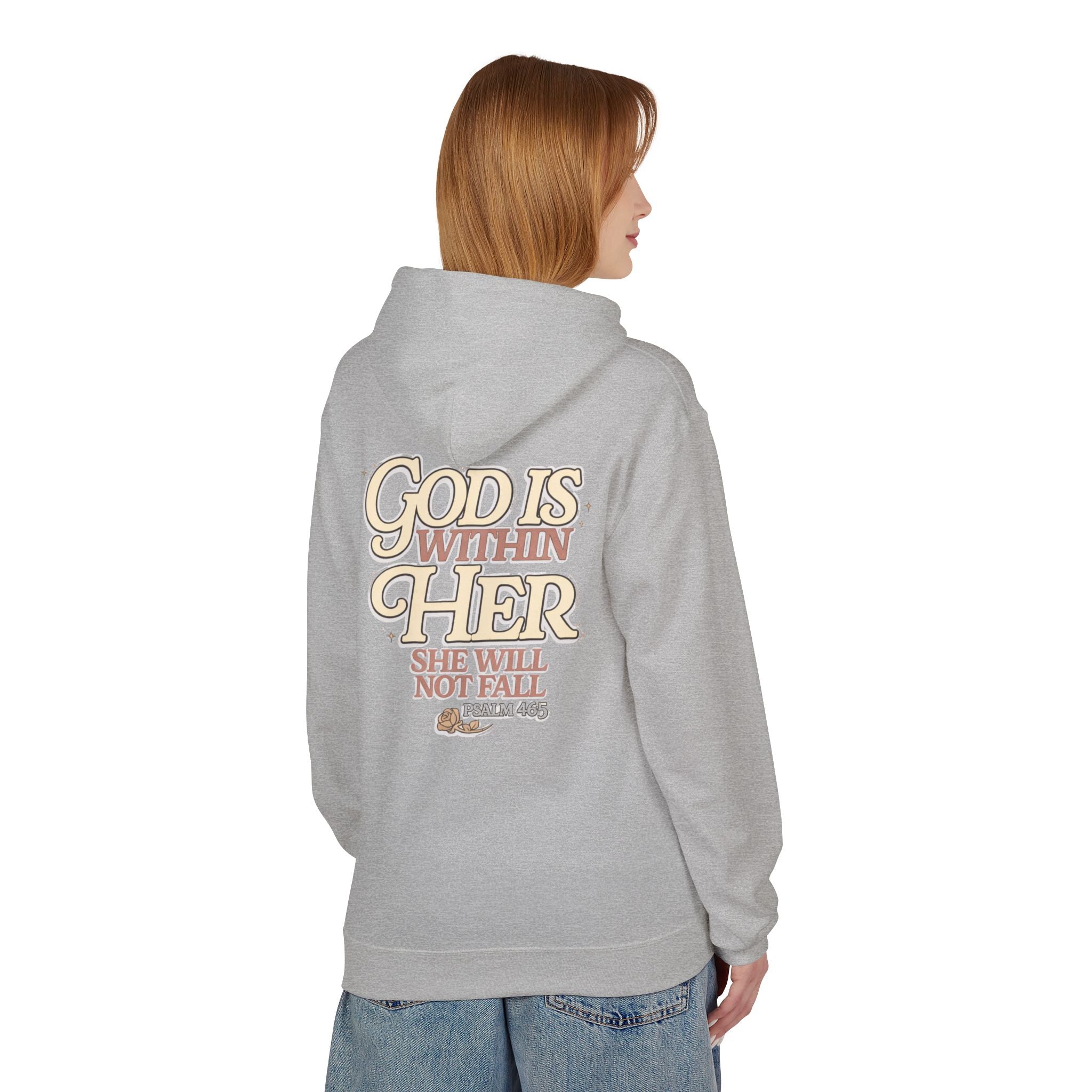 God Is Within Her Hoodie  Inspirational Psalm 46:5 Women's Faith Pullover