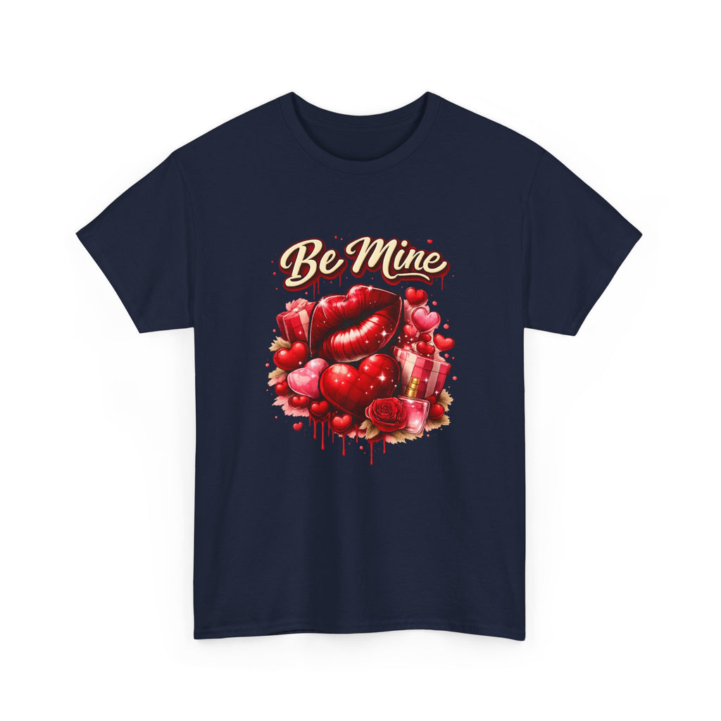 Be Mine Valentine T‑Shirt — Romantic Heart & Rose Graphic Tee