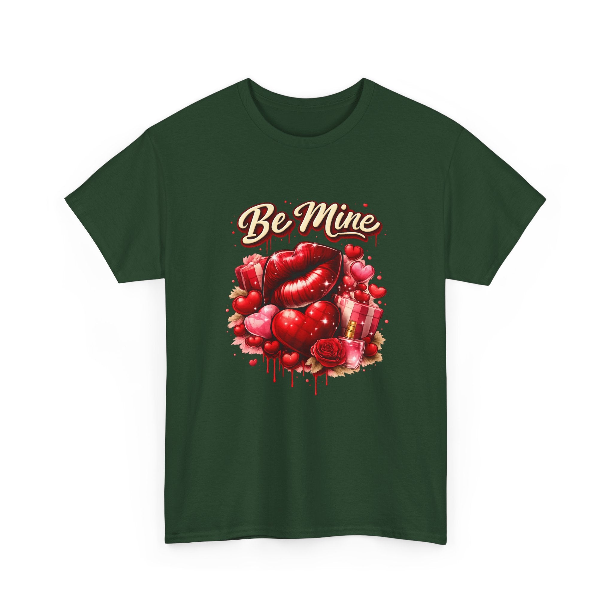 Be Mine Valentine T‑Shirt — Romantic Heart & Rose Graphic Tee