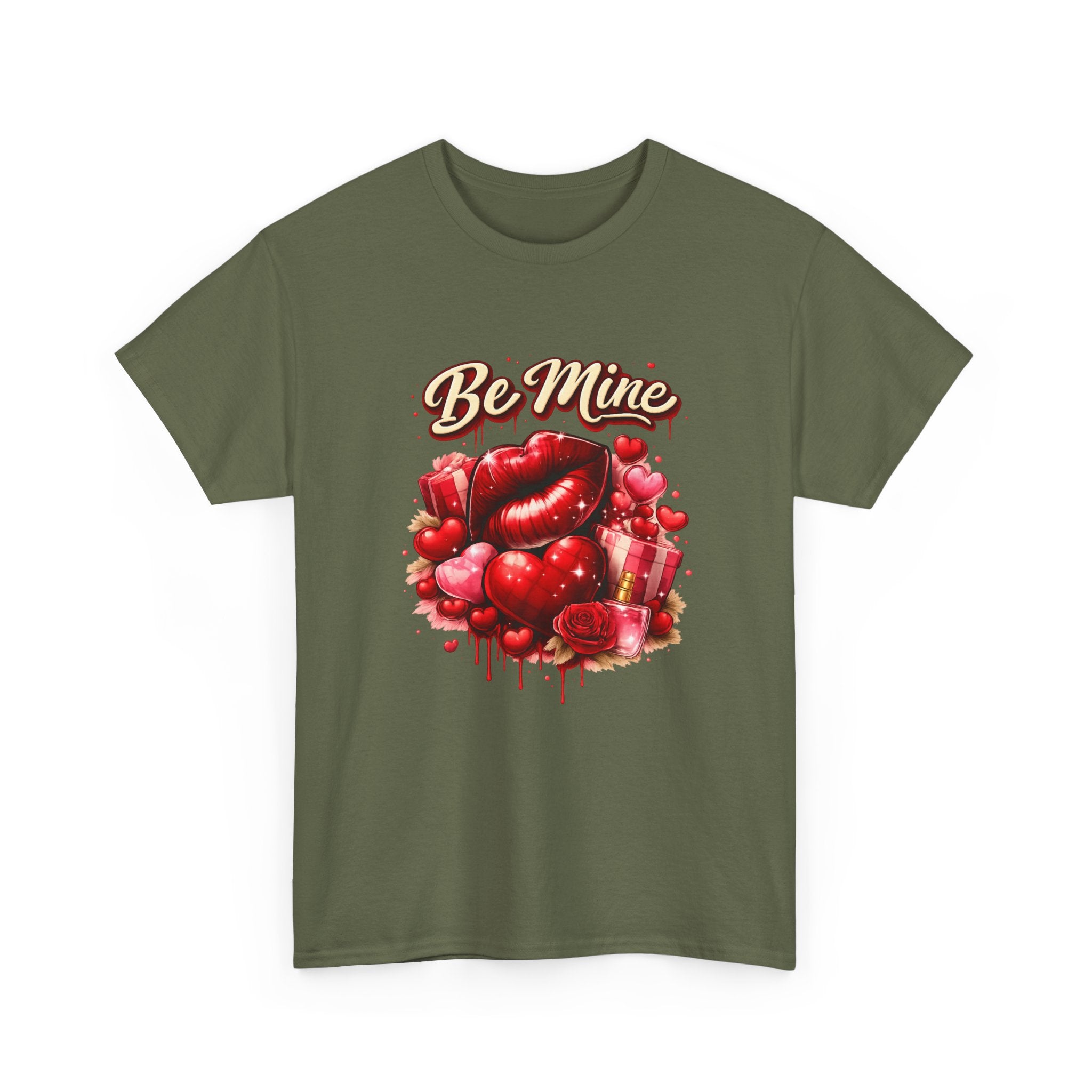Be Mine Valentine T‑Shirt — Romantic Heart & Rose Graphic Tee