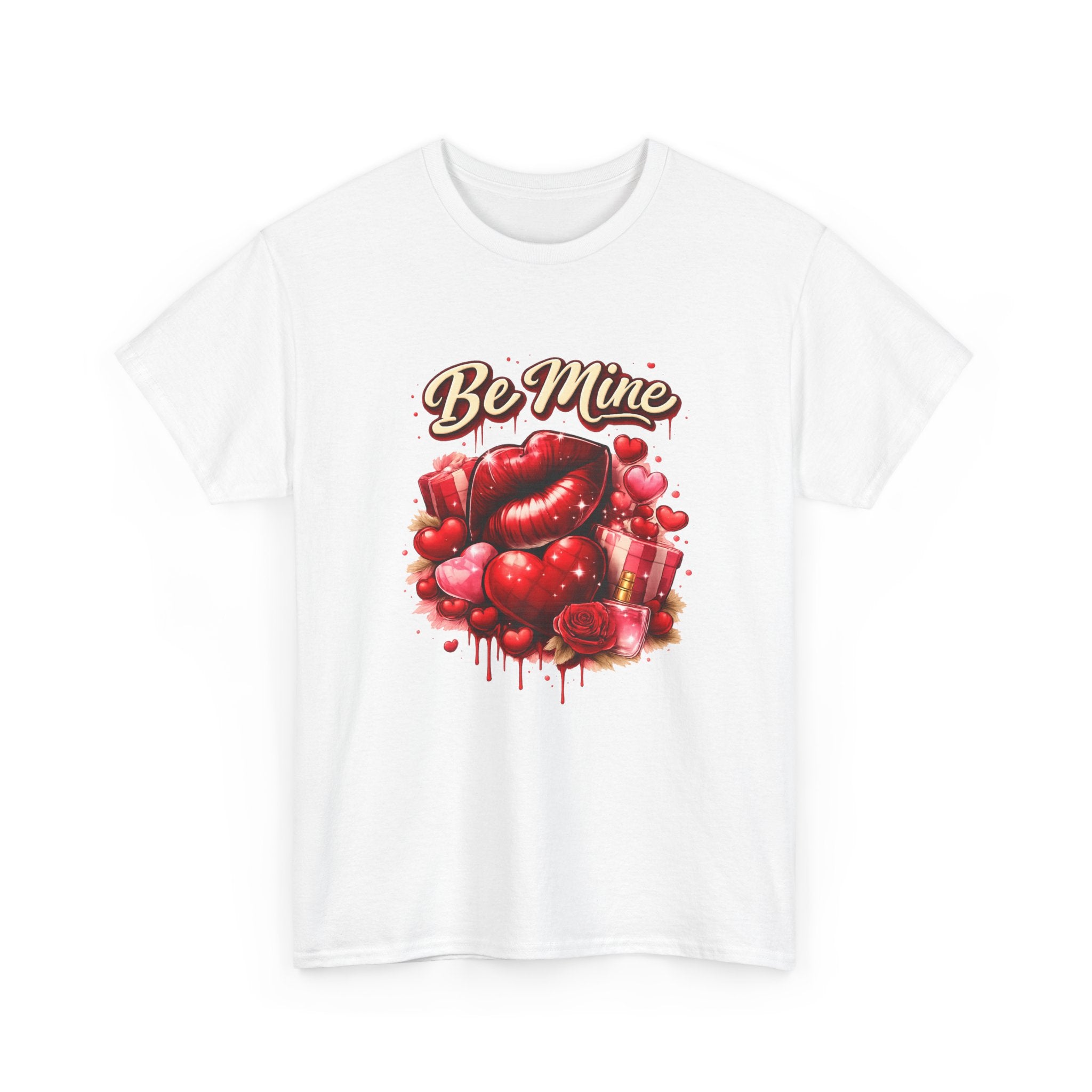 Be Mine Valentine T‑Shirt — Romantic Heart & Rose Graphic Tee