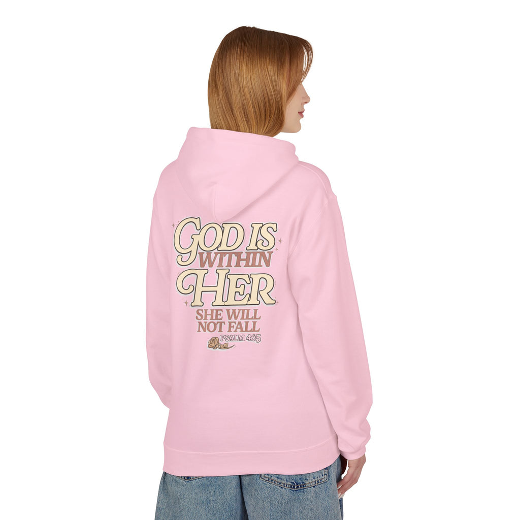 God Is Within Her Hoodie  Inspirational Psalm 46:5 Women's Faith Pullover