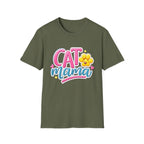 Cat Mama T-Shirt — Cute Pink & Blue Cat Mom Tee with Paw Flower