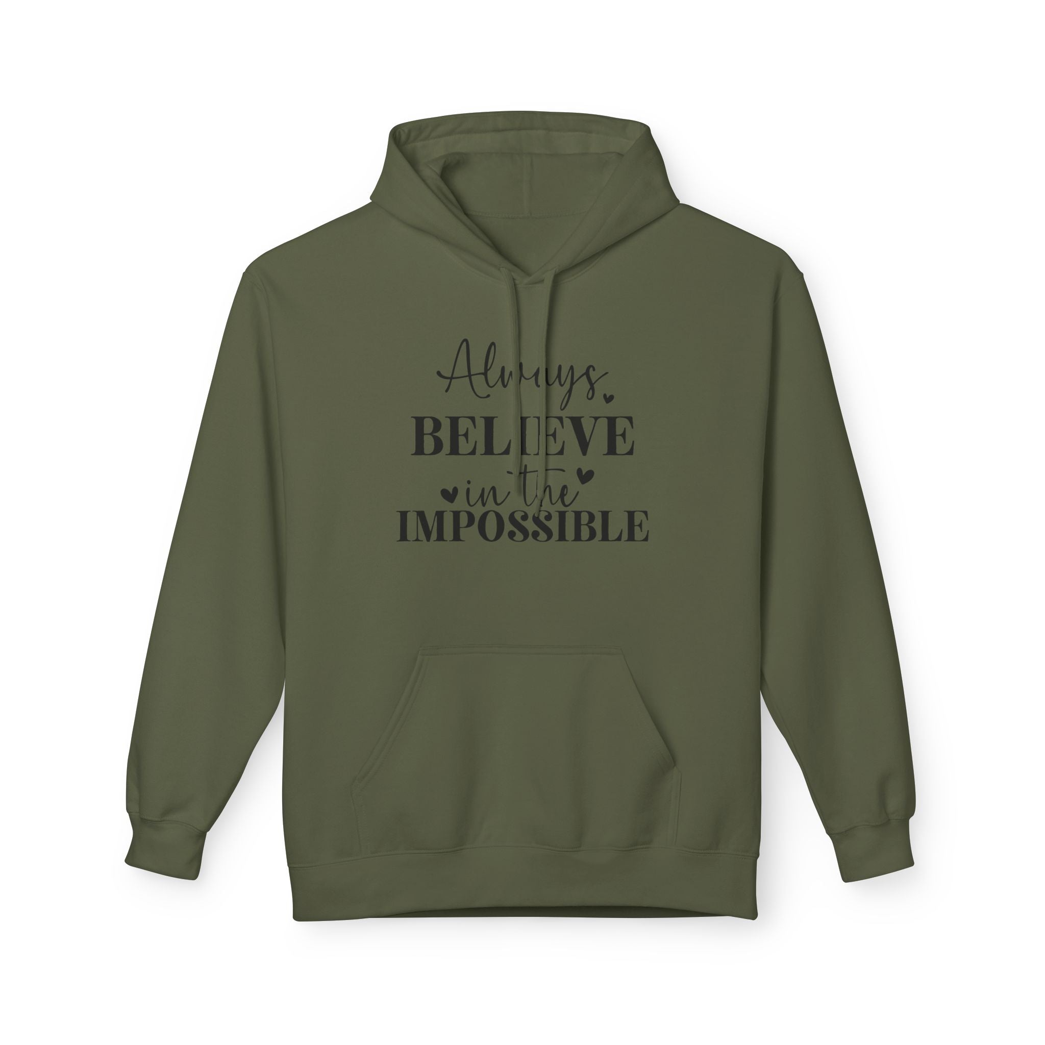 Believe in the Impossible Hoodie Inspirational White Fleece Pullover